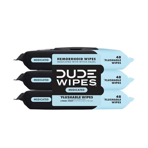 DUDE Wipes Medical Wipes Fragrance Free with Witch Hazelis, Vitamin E and Aloe, 48 Count (Pack of 3)