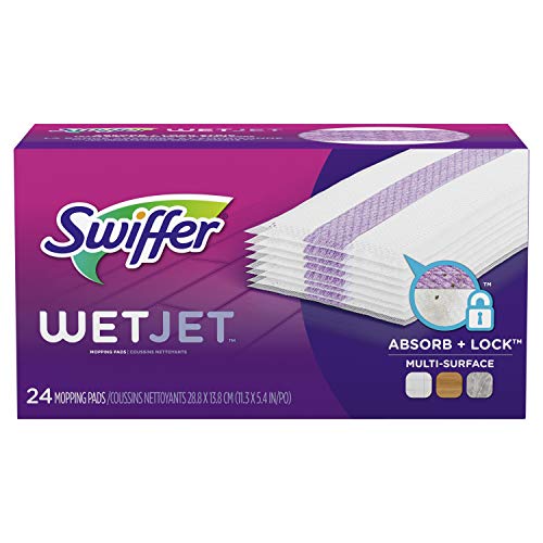 Swiffer Wetjet Hardwood Mop Pad Refills for Floor Mopping and Cleaning, All Purpose Multi Surface Floor Cleaning Product, 24 Count