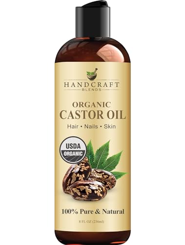 Handcraft Blends Organic Castor Oil - 236 ml - 100% Pure and Natural - Premium Grade Carrier Oil for Hair Growth, Eyelashes and Eyebrows - Hair and Body - Expeller-Pressed & Hexane-Free