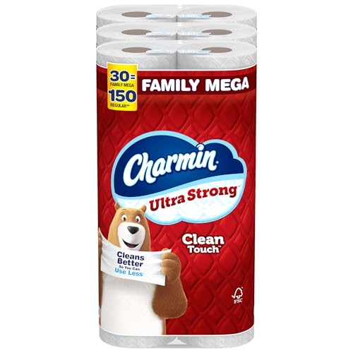 Charmin Toilet Paper Ultra Strong Clean Touch, 30 Family Mega Rolls = 150 Regular Rolls (Packaging May Vary)