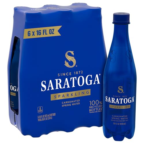 Saratoga Sparkling Spring Water Bottle Plastic, 16 Oz, 6-Pack