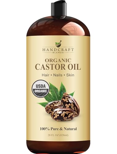 Handcraft Blends Organic Castor Oil - 828 ml - 100% Pure and Natural - Premium Grade Carrier Oil for Hair Growth, Eyelashes and Eyebrows - Hair and Body - Expeller-Pressed & Hexane-Free
