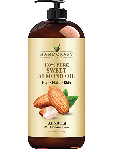 Handcraft Blends Sweet Almond Oil - 473 ml - 100% Pure and Natural - Premium Grade Carrier Oil for Skin and Hair - Hair and Body - Massage - Hexane-Free