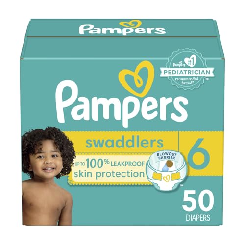 Pampers Diapers Size 6, 50 Count - Swaddlers Disposable Baby Diapers, Super Pack