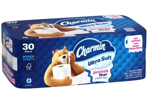Charmin Ultra Soft Bath Tissue Toilet paper , 2-Ply, 30 Rolls, 213 Sheets Per Roll