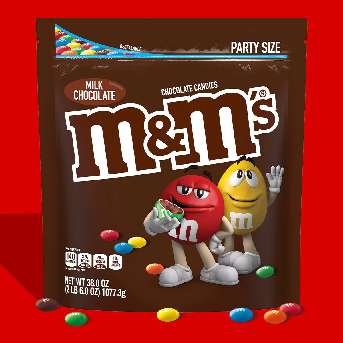 M&M's Milk Chocolate Candy, Party Size - 38 oz Bag