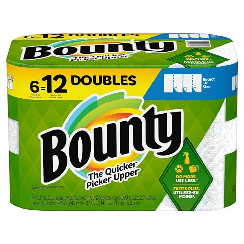 Bounty Select-A-Size Paper Towels, Double Rolls 6 = 12 Double Rolls, 82 Sheets Per Roll, 6.0 ea