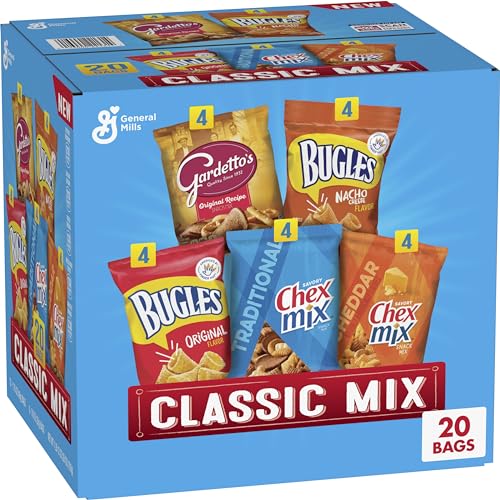 Classic Mix Snack Variety Pack, Bugles Original & Nacho Cheese, Gardetto's Original Recipe, Chex Mix Traditional & Cheddar, 800 ml (20 Bags)