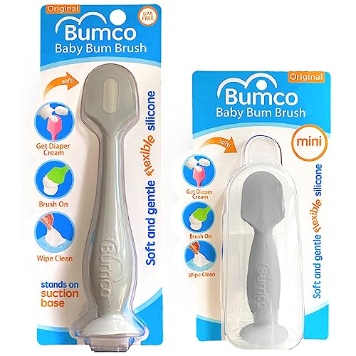 Bumco Diaper Cream Spatula + Mini Baby Bum Brush Gray