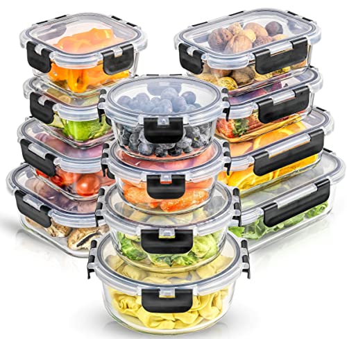 JoyJolt JoyFul by 24pc Borosilicate Glass Storage Containers with Lids.