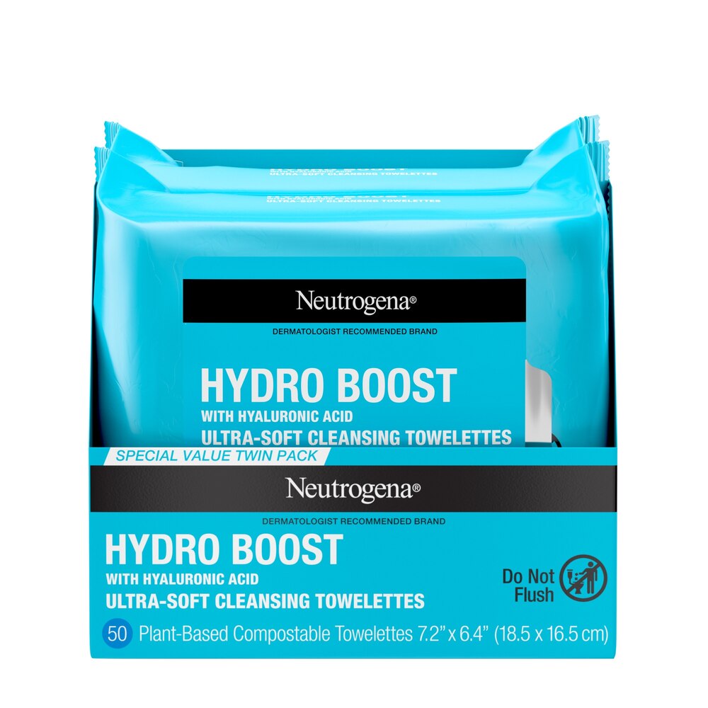 Neutrogena Hydro Boost Makeup Remover Wipes & Face Cleansing Towelettes, (25 per Count) (2 Pack)