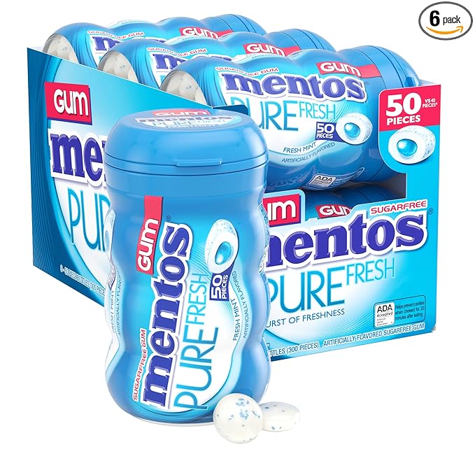 Mentos Pure Fresh Sugar-Free Chewing Gum - Bulk Pack of 6
