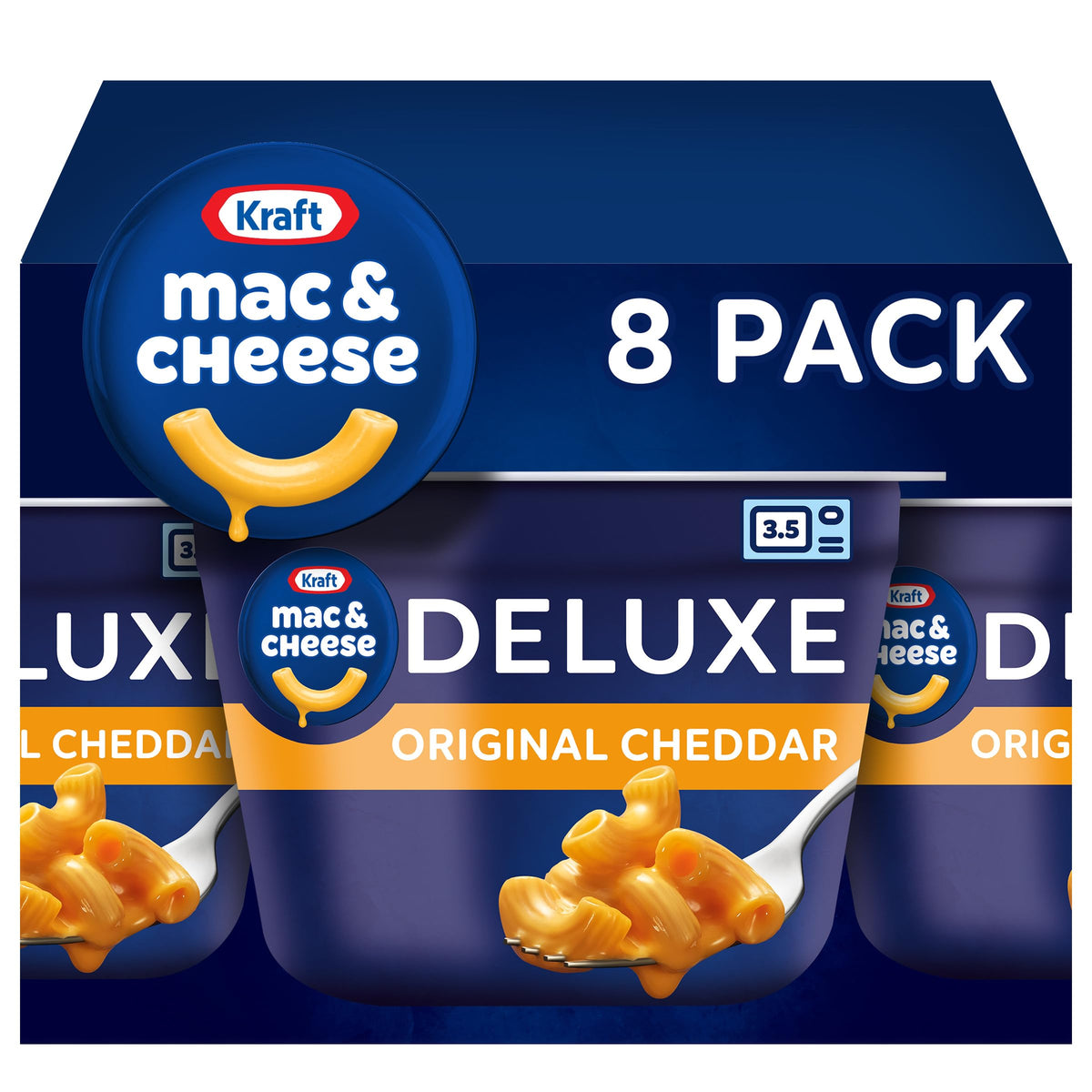 Kraft Deluxe Original Macaroni &amp; Cheese Easy Microwavable Dinner – 8 Count Box (2.39 oz Cups)