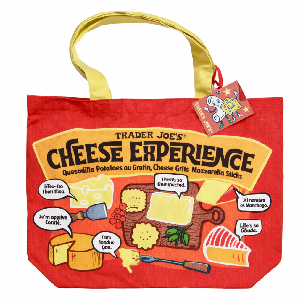 Trader Joe’s Reusable Tote Bags 2 bags – “Cheese Adventures” & “Cheese Experience”