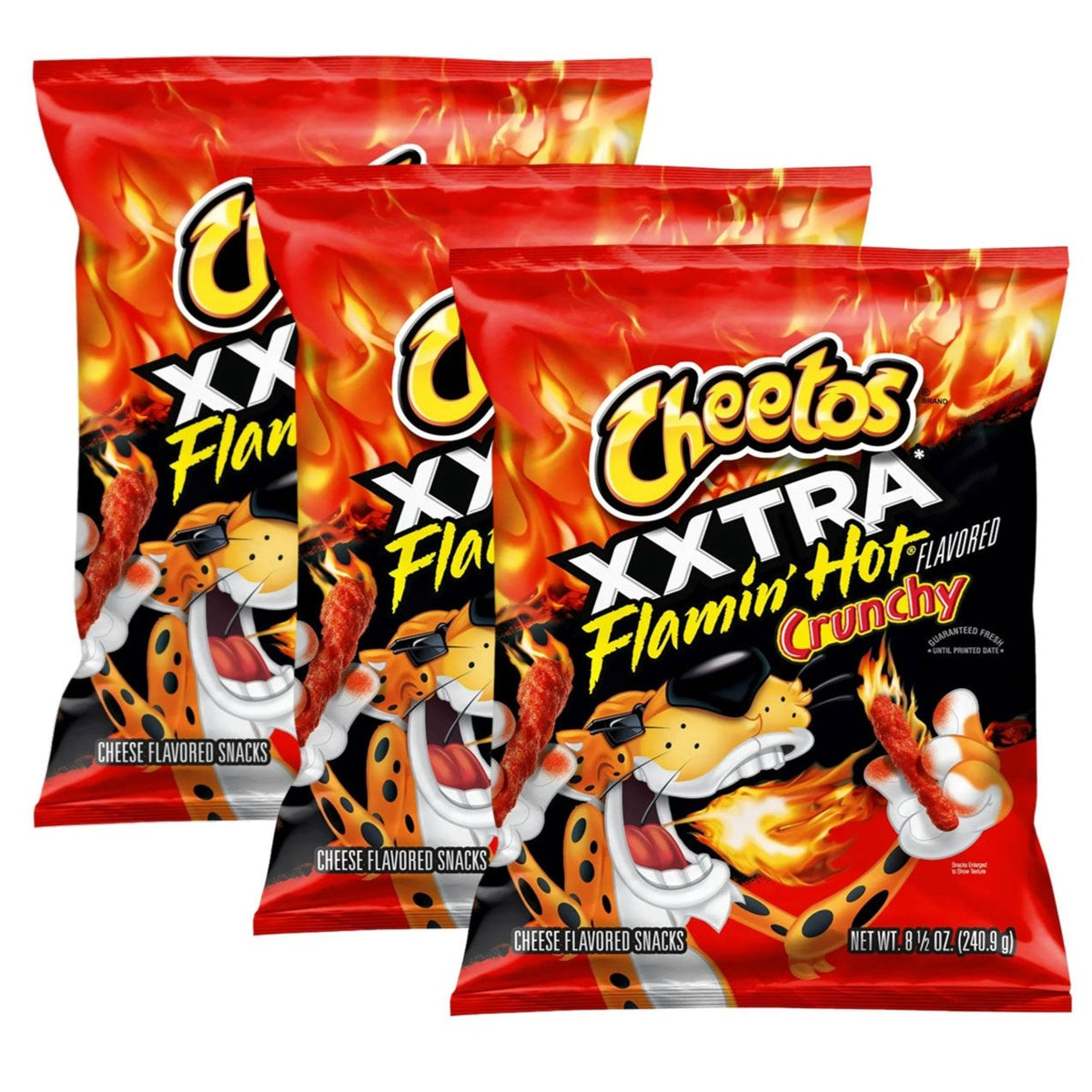 Cheetos Crunchy Xxtra Flamin Hot' Cheese Flavored Chips Puffed Snacks, 9 oz (3 Packs)