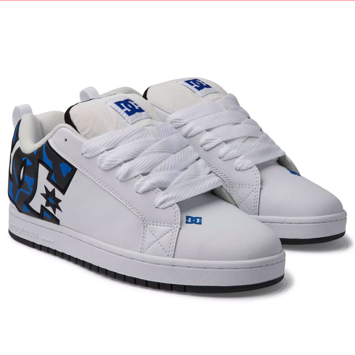 DC Shoes Men's Court Graffik White/Grey/Blue Low Top Sneaker Shoes (XWSB)