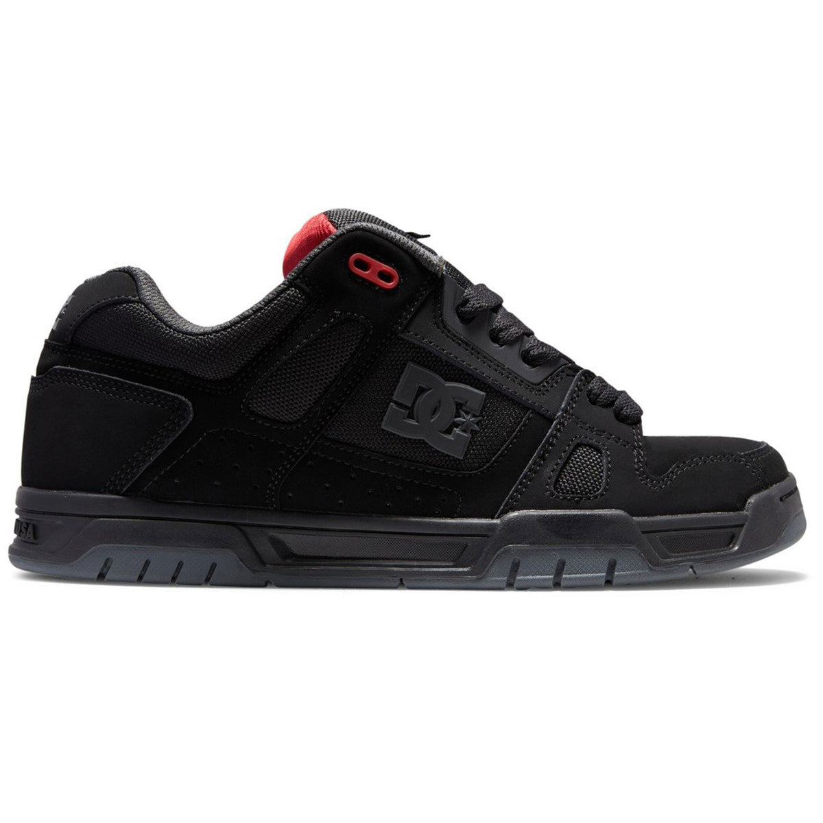 DC Shoes Men's Stag Low Top Sneaker Shoes Black/Gray/Red (BYR)