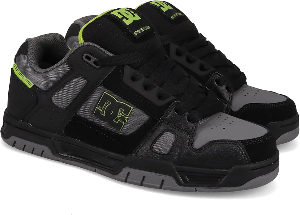 DC Men's Stag Skate Shoe Black/Grey/Lime Black