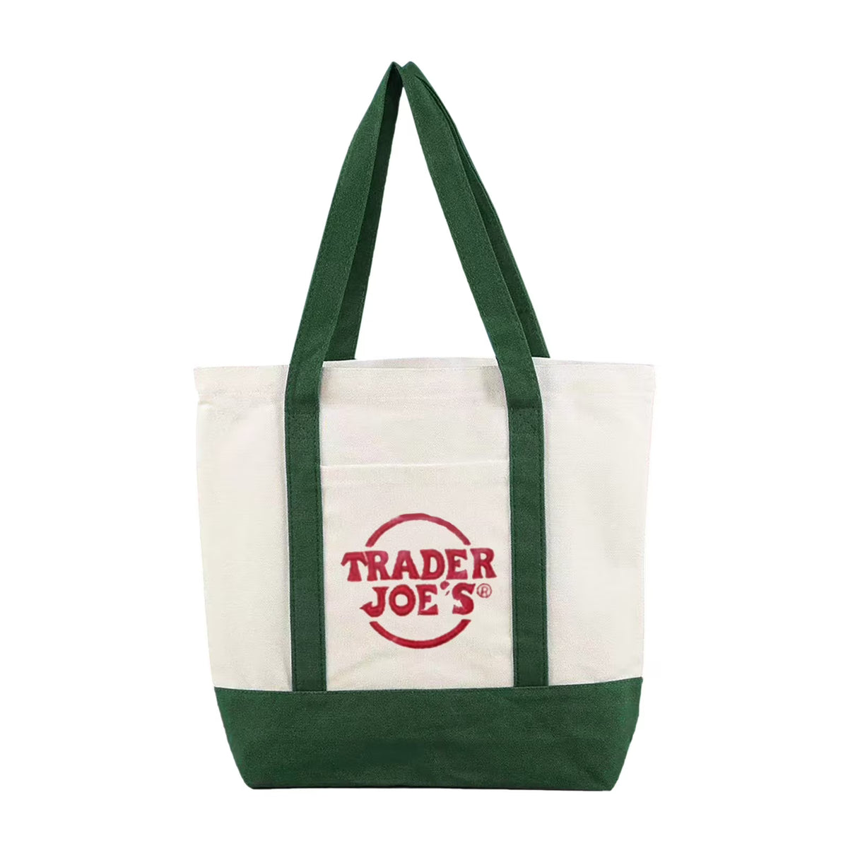 Trader Joe's Mini Tote Bag Set Large Tote Bag Cotton Canvas Embroidered,Dark Green