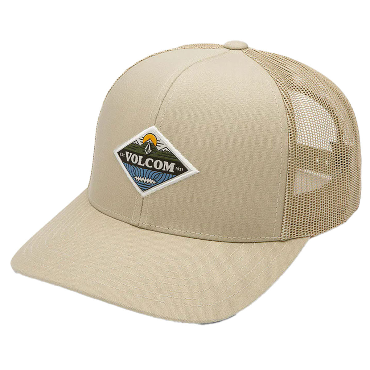 Volcom Men's A Frame Trucker Light Khaki Snapback Hat (LKH)