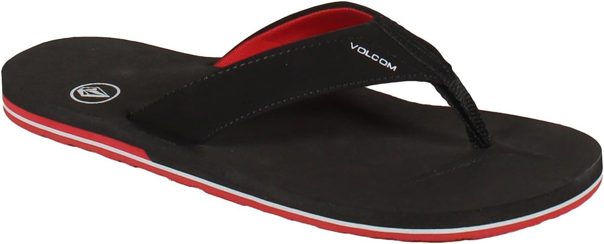 Volcom Men's Victor Flip-Flop Sandal, Black/Red – Comfortable Casual Footwear for Everyday Wear
